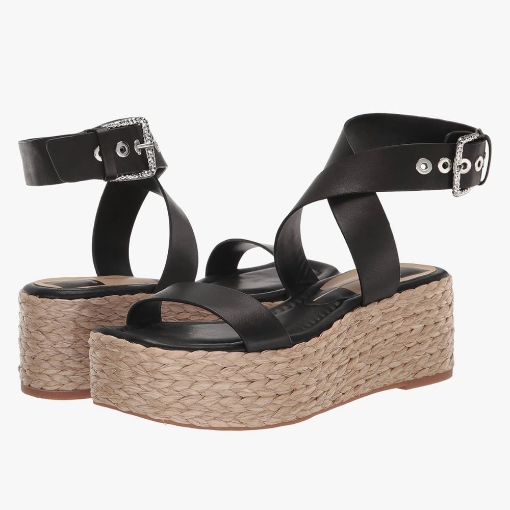 NWOB Dolce Vita Women's SZ 11 Sandals Black Leather Platform Ankle Strap Shoes